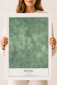 Map of Irving, Michigan, 18 x 24 inch print in a white wood frame