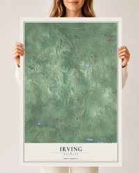 Map of Irving, Michigan, 24 x 36 inch unframed archival matte print