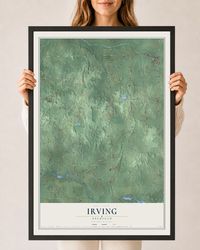Map of Irving, Michigan, 24 x 36 inch print in a black wood frame