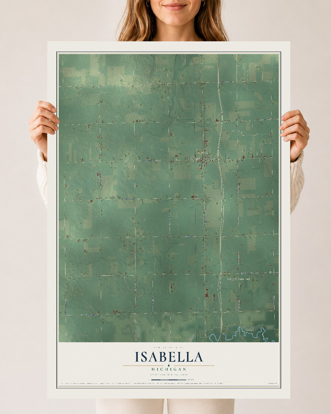 Map of Isabella, Michigan, 24 x 36 inch unframed archival matte print