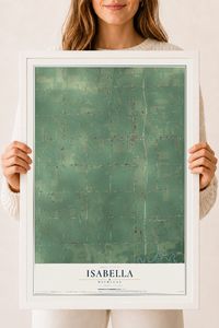 Map of Isabella, Michigan, 18 x 24 inch print in a white wood frame