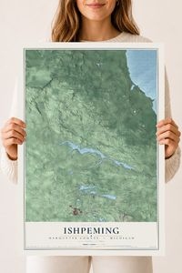 Map of Ishpeming, Marquette County, Michigan, 18 x 24 inch unframed archival matte print