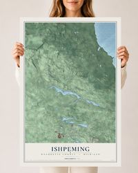 Map of Ishpeming, Marquette County, Michigan, 24 x 36 inch unframed archival matte print