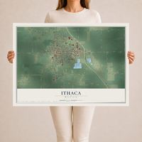 Map of Ithaca, Michigan, 24 x 36 inch unframed archival matte print