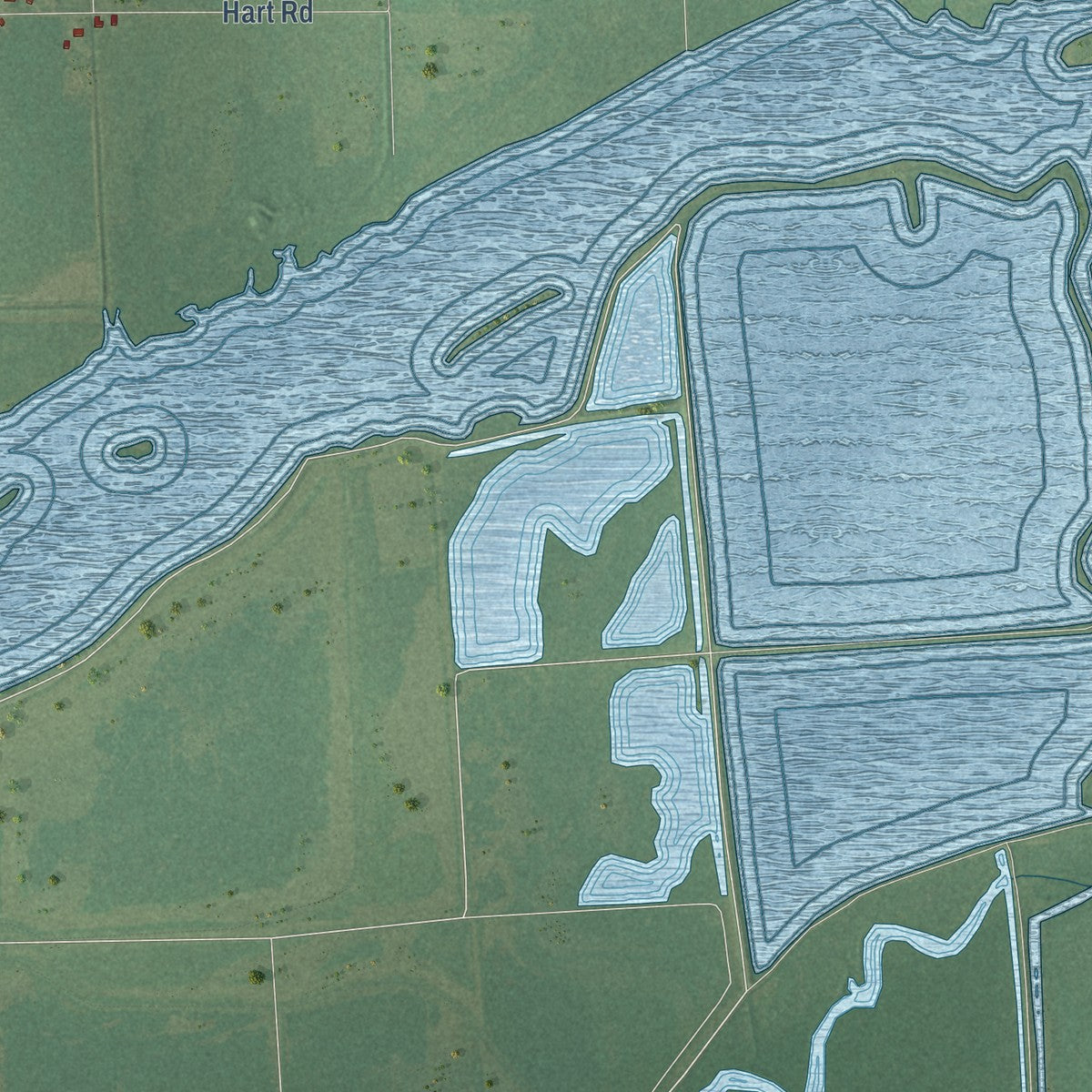 Close-up of the map of James, Michigan print showing street and building detail