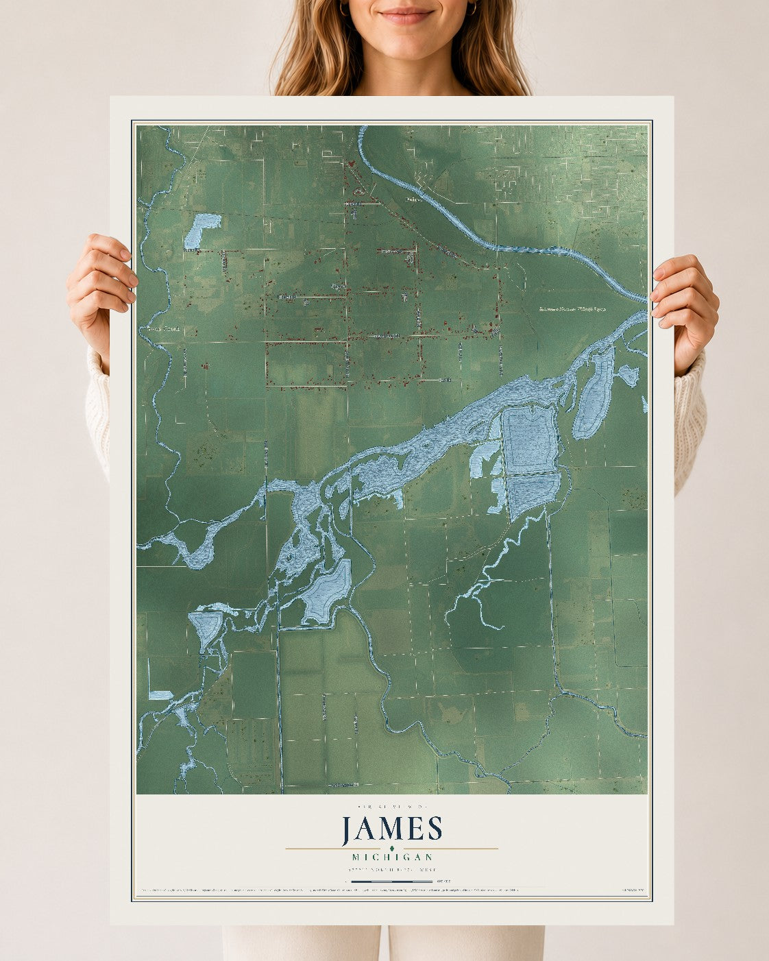 Map of James, Michigan, 24 x 36 inch unframed archival matte print