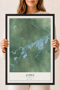Map of James, Michigan, 18 x 24 inch print in a black wood frame