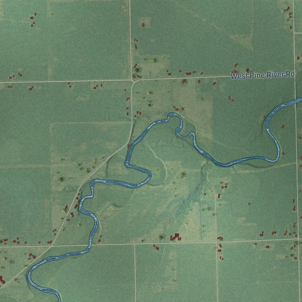 Close-up of the map of Jasper, Michigan print showing street and building detail