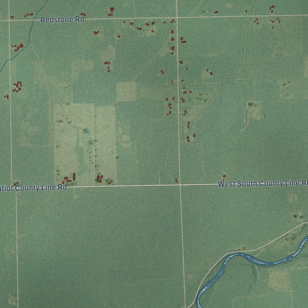 Second close-up of the map of Jasper, Michigan print showing more streets and buildings