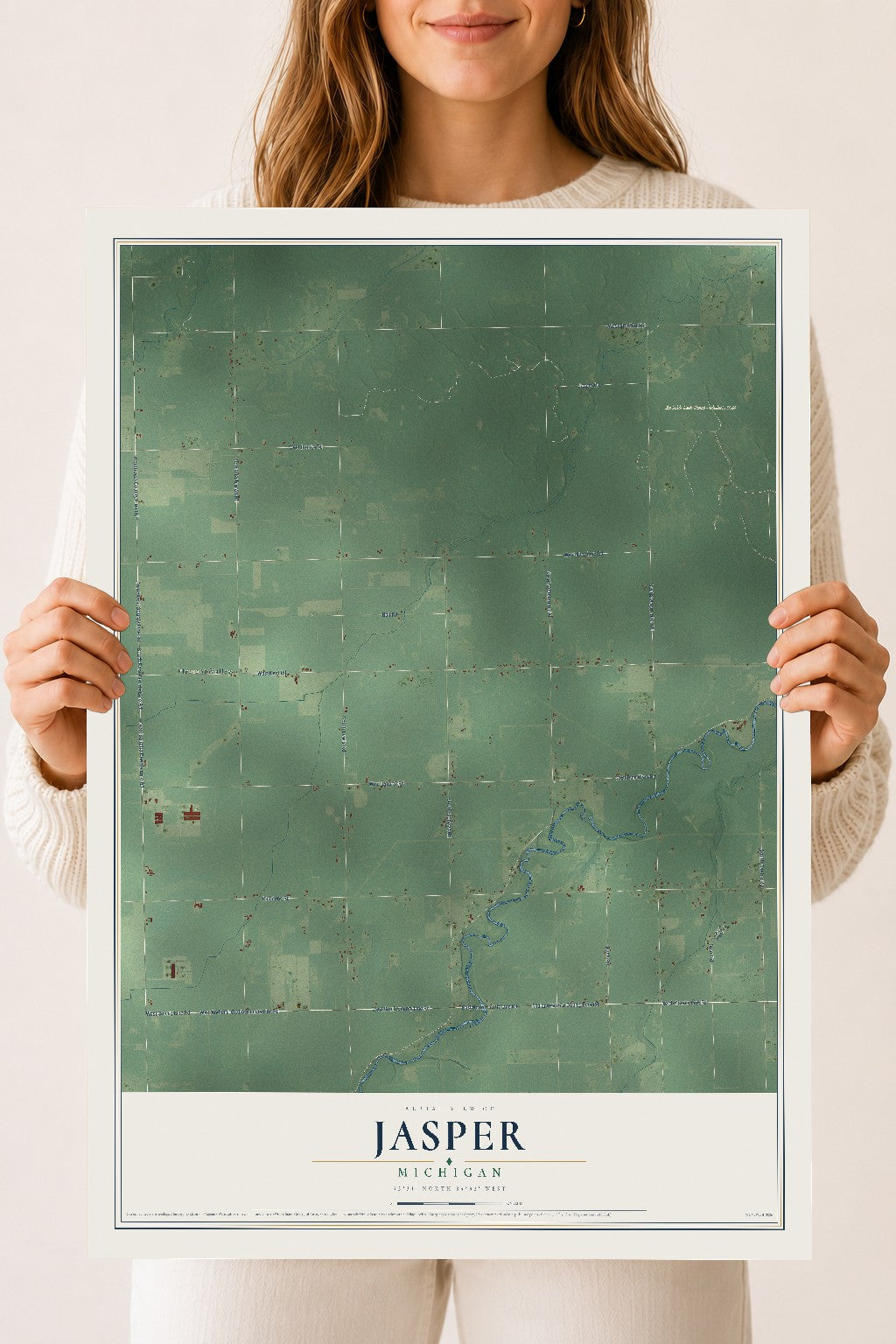 Map of Jasper, Michigan, 18 x 24 inch unframed archival matte print