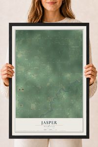 Map of Jasper, Michigan, 18 x 24 inch print in a black wood frame