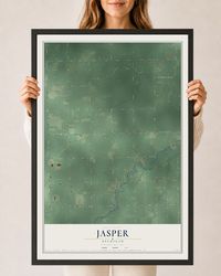 Map of Jasper, Michigan, 24 x 36 inch print in a black wood frame