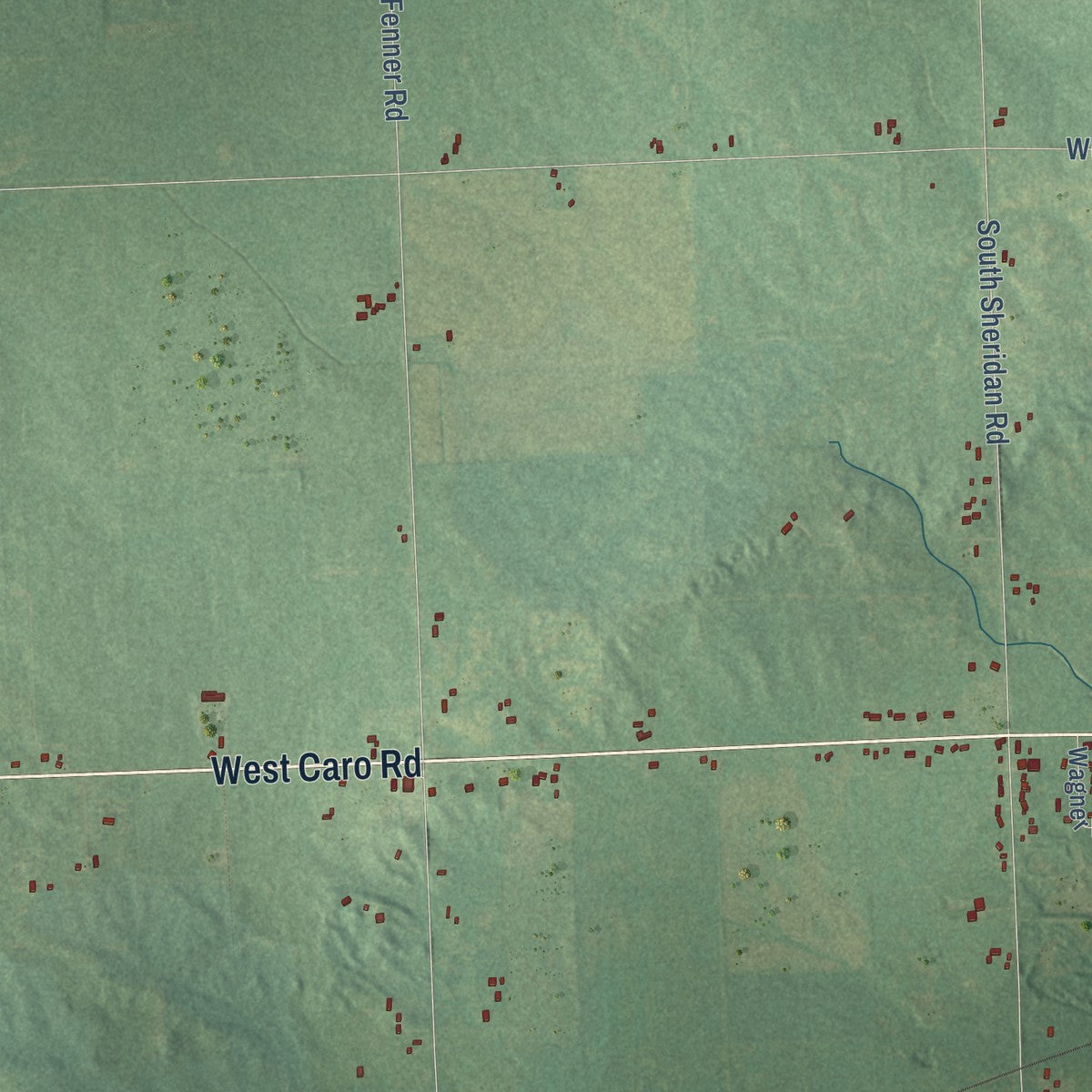 Second close-up of the map of Juniata, Michigan print showing more streets and buildings