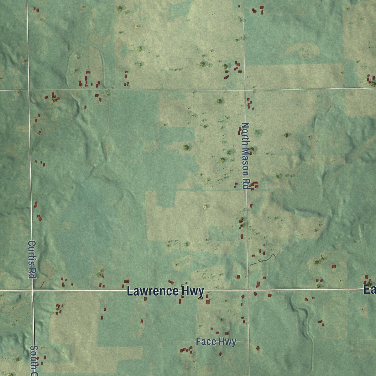 Close-up of the map of Kalamo, Michigan print showing street and building detail