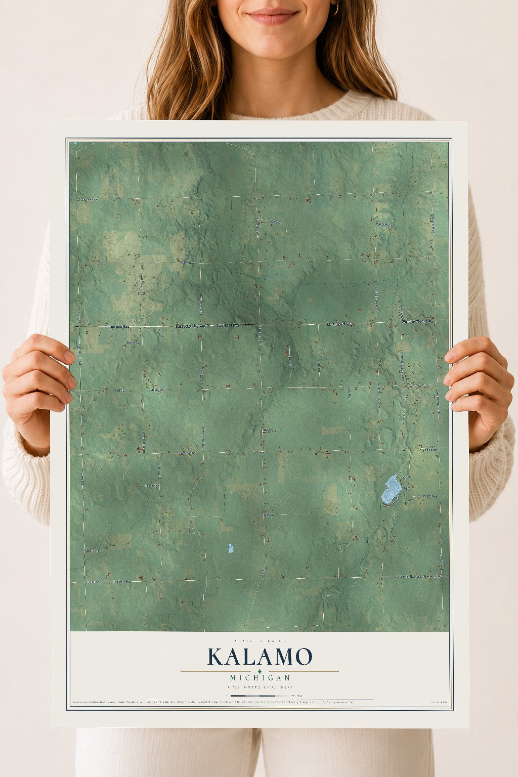Map of Kalamo, Michigan, 18 x 24 inch unframed archival matte print
