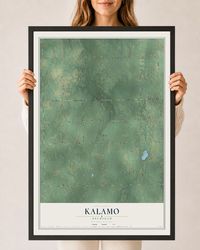 Map of Kalamo, Michigan, 24 x 36 inch print in a black wood frame