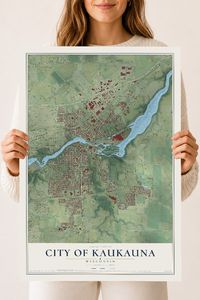 Map of Kaukauna, Wisconsin, 18 x 24 inch unframed archival matte print