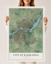 Map of Kaukauna, Wisconsin, 24 x 36 inch unframed archival matte print