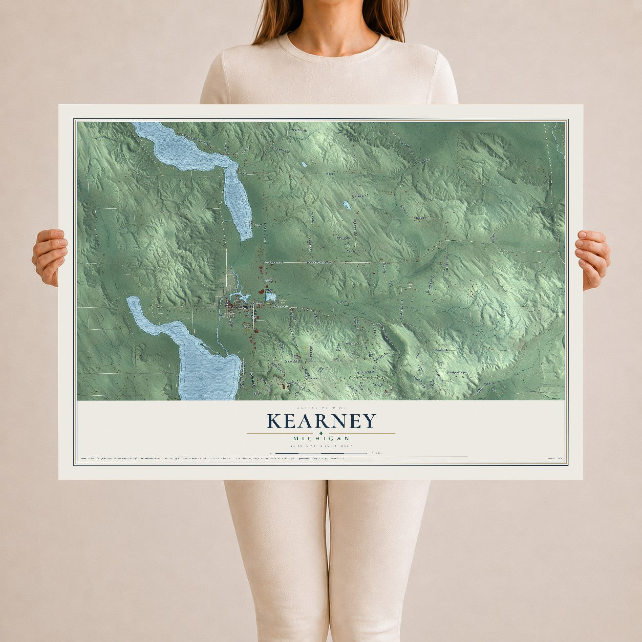 Map of Kearney, Michigan, 24 x 36 inch unframed archival matte print