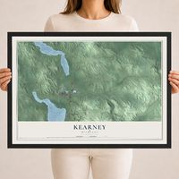 Map of Kearney, Michigan, 18 x 24 inch print in a black wood frame