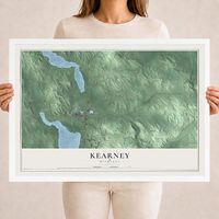 Map of Kearney, Michigan, 18 x 24 inch print in a white wood frame