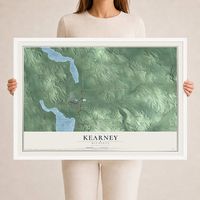 Map of Kearney, Michigan, 24 x 36 inch print in a white wood frame