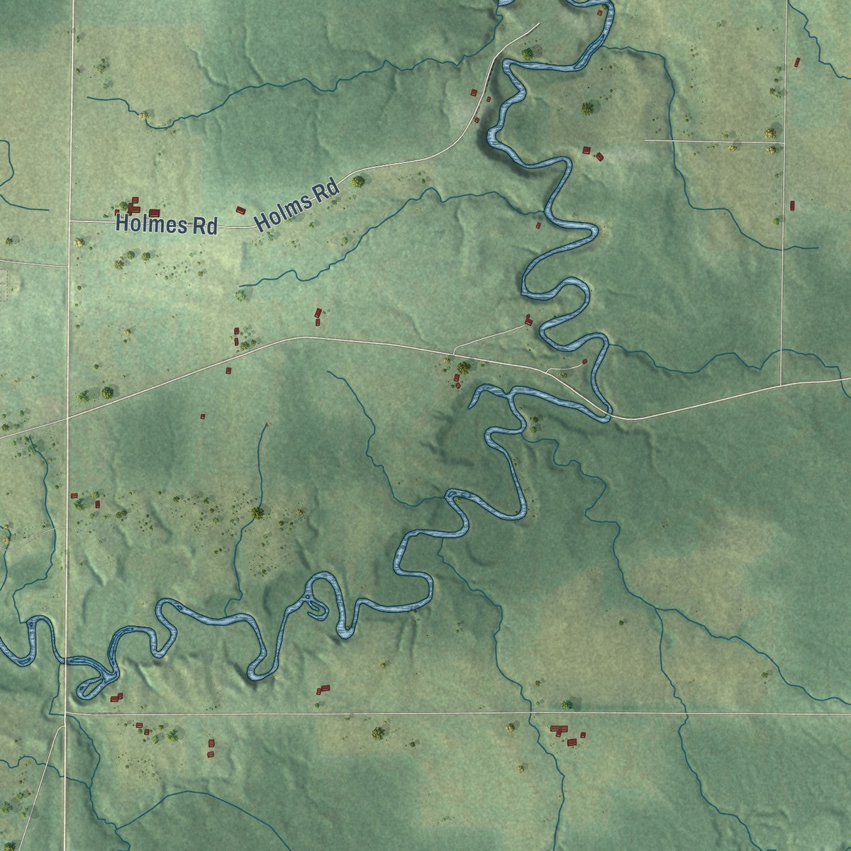 Second close-up of the map of Kelly, Wisconsin print showing more streets and buildings
