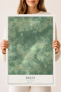 Map of Kelly, Wisconsin, 18 x 24 inch unframed archival matte print