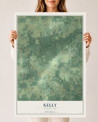 Map of Kelly, Wisconsin, 24 x 36 inch unframed archival matte print