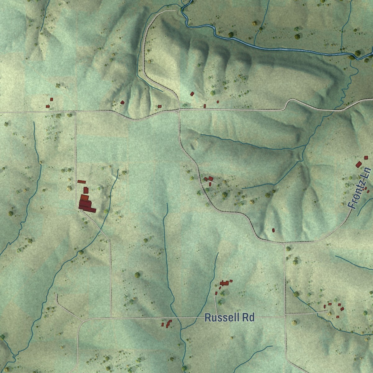Close-up of the map of Kendall, Lafayette County, Wisconsin print showing street and building detail