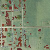 Close-up of the map of Kent City, Michigan print showing street and building detail