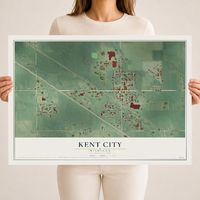 Map of Kent City, Michigan, 18 x 24 inch unframed archival matte print