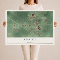 Map of Kent City, Michigan, 24 x 36 inch unframed archival matte print
