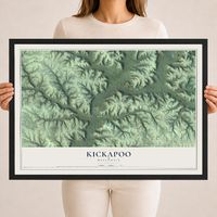 Map of Kickapoo, Wisconsin, 18 x 24 inch print in a black wood frame