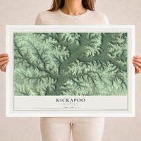 Map of Kickapoo, Wisconsin, 18 x 24 inch print in a white wood frame