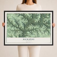 Map of Kickapoo, Wisconsin, 24 x 36 inch print in a black wood frame