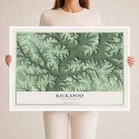 Map of Kickapoo, Wisconsin, 24 x 36 inch print in a white wood frame