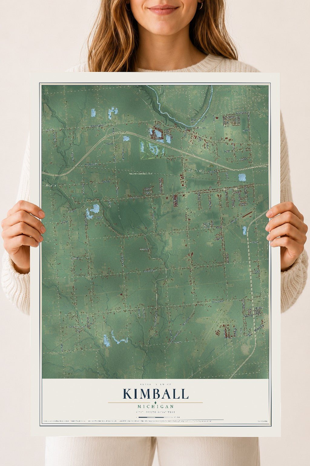 Map of Kimball, Michigan, 18 x 24 inch unframed archival matte print