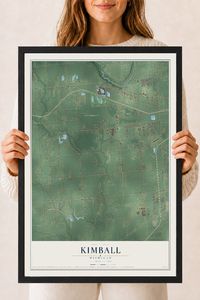 Map of Kimball, Michigan, 18 x 24 inch print in a black wood frame
