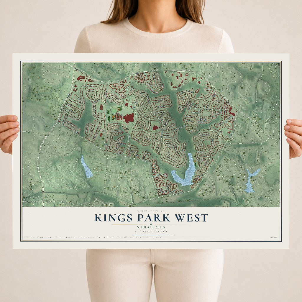 Map of Kings Park West, Virginia, 18 x 24 inch unframed archival matte print