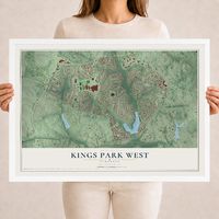 Map of Kings Park West, Virginia, 18 x 24 inch print in a white wood frame