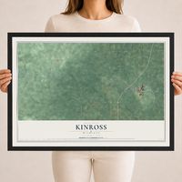 Map of Kinross, Michigan, 18 x 24 inch print in a black wood frame