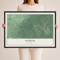 Map of Kinross, Michigan, 24 x 36 inch print in a black wood frame