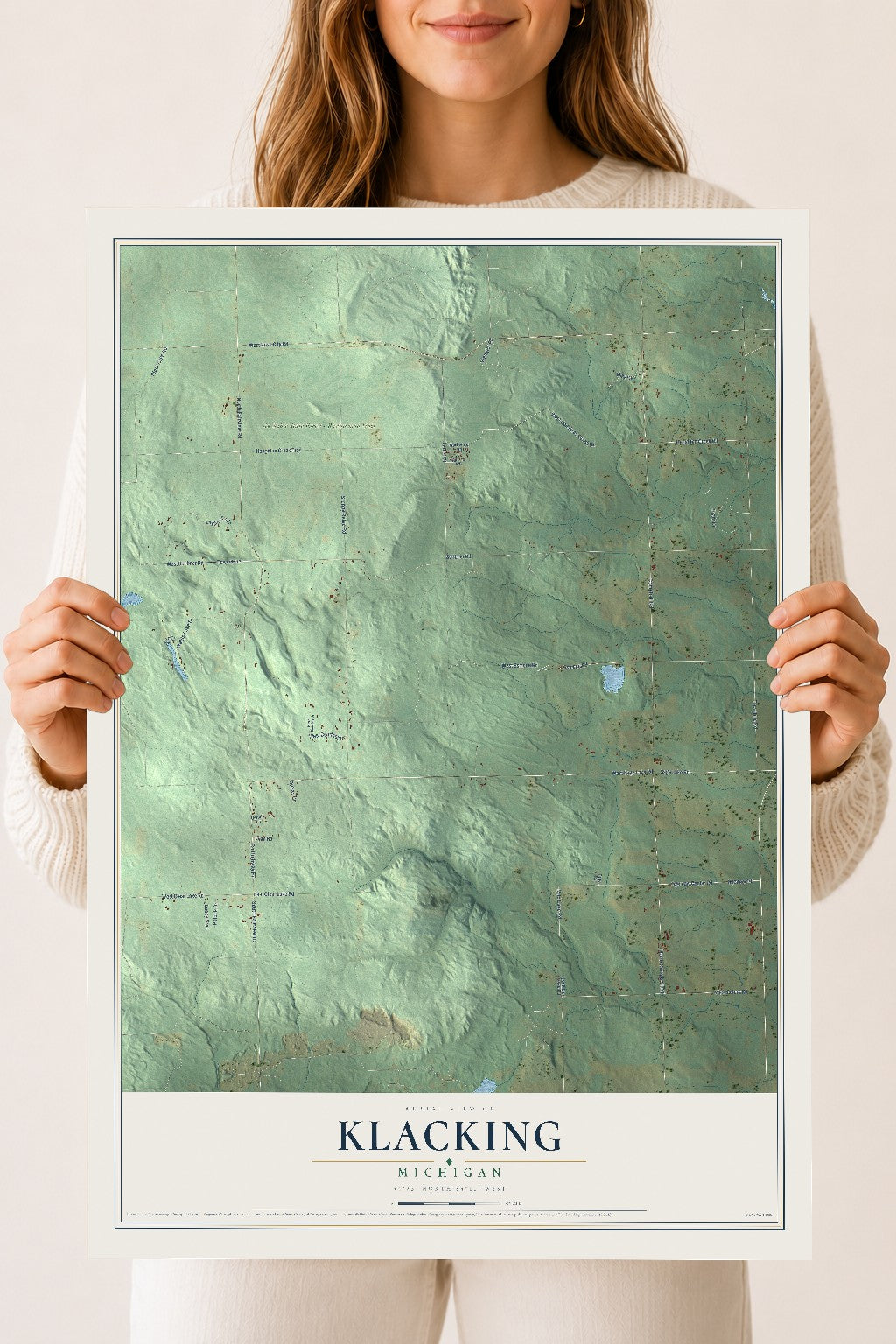 Map of Klacking, Michigan, 18 x 24 inch unframed archival matte print