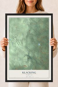 Map of Klacking, Michigan, 18 x 24 inch print in a black wood frame