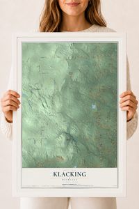 Map of Klacking, Michigan, 18 x 24 inch print in a white wood frame