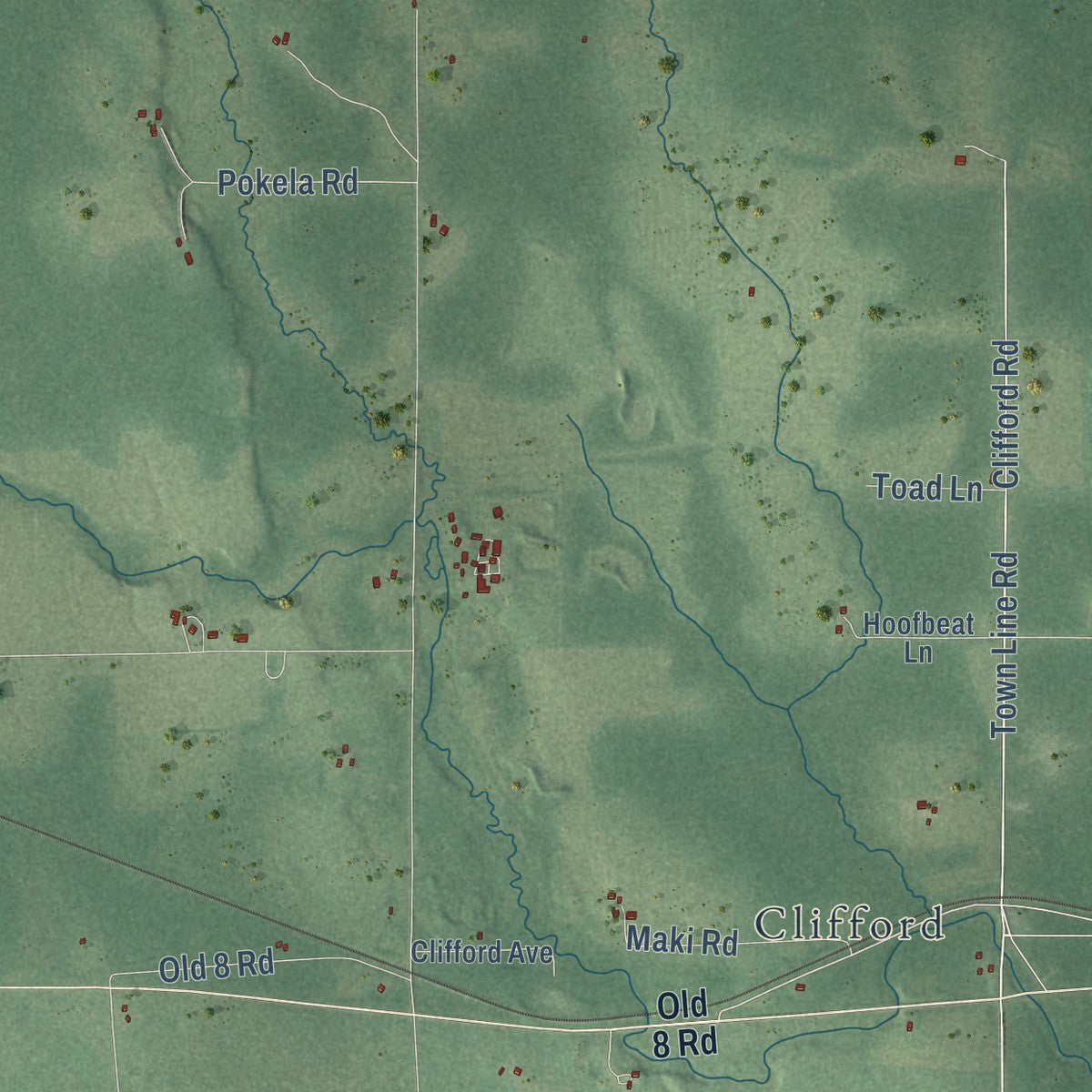 Close-up of the map of Knox, Wisconsin print showing street and building detail