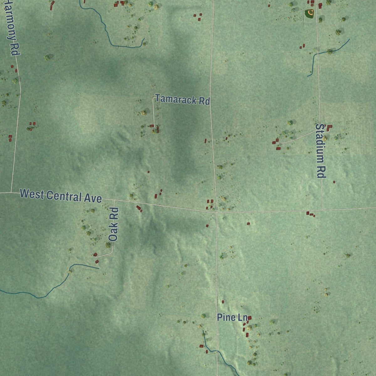Second close-up of the map of Knox, Wisconsin print showing more streets and buildings