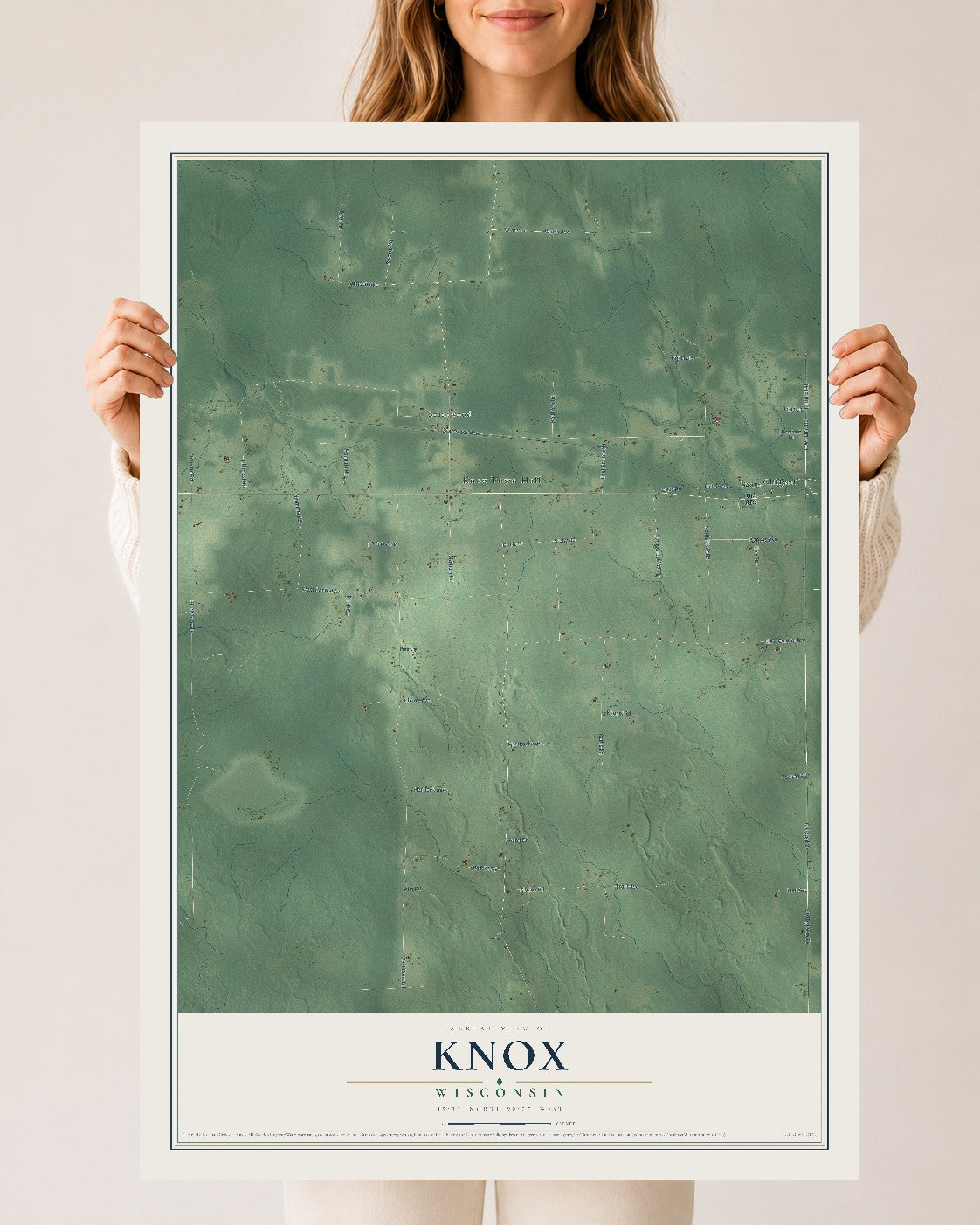 Map of Knox, Wisconsin, 24 x 36 inch unframed archival matte print