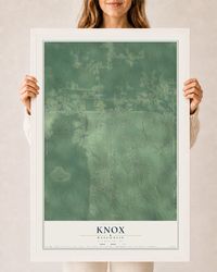 Map of Knox, Wisconsin, 24 x 36 inch print in a white wood frame